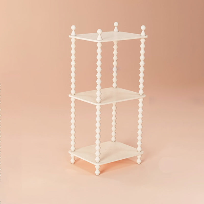 Traditional French-Style Solid Rubberwood & Acrylic Rectangular Spiral Column Display Rack – 2/3/4/5-Tier for Living Room or Bedroom