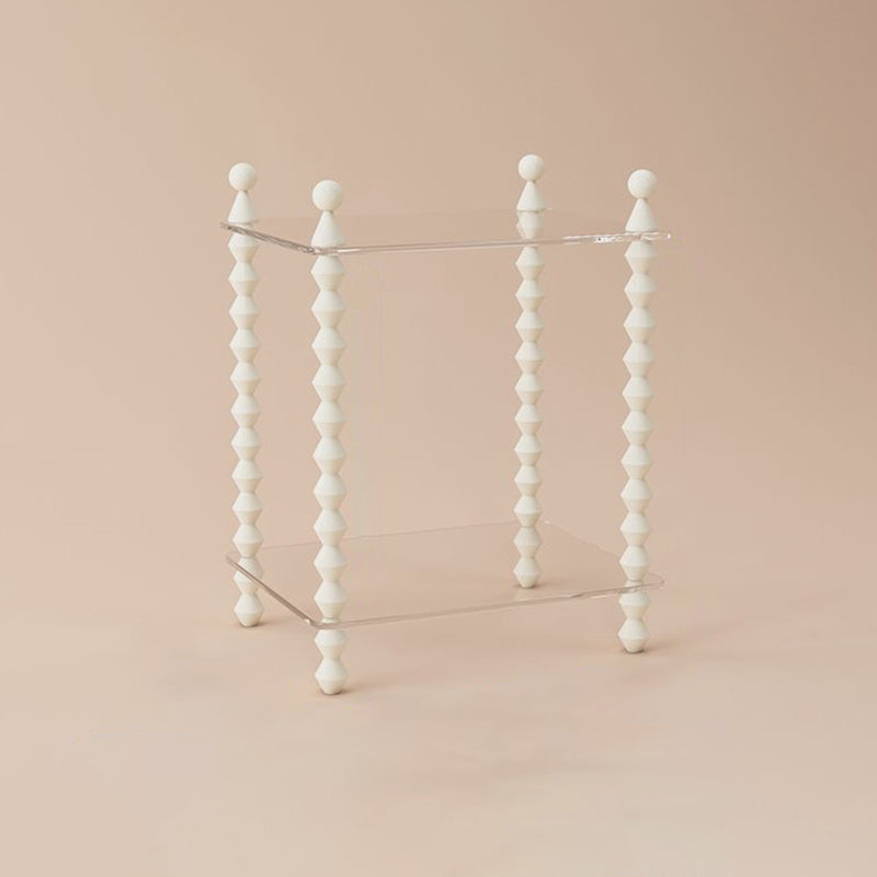 Traditional French-Style Solid Rubberwood & Acrylic Rectangular Spiral Column Display Rack – 2/3/4/5-Tier for Living Room or Bedroom