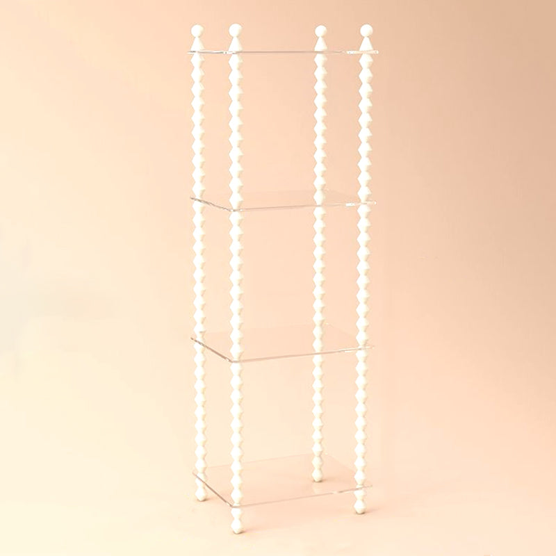 Traditional French-Style Solid Rubberwood & Acrylic Rectangular Spiral Column Display Rack – 2/3/4/5-Tier for Living Room or Bedroom