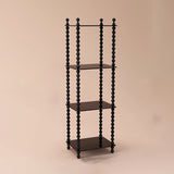 Traditional French-Style Solid Rubberwood & Acrylic Rectangular Spiral Column Display Rack – 2/3/4/5-Tier for Living Room or Bedroom