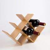 Sleek Bamboo W-Shape 8-Bottle Wine Rack – Minimalist Countertop Display for Your Kitchen