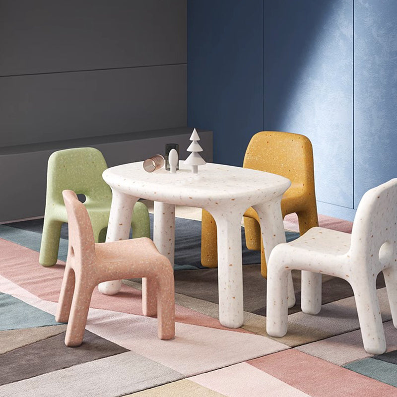 Contemporary Nordic PE Oval Kids Desk & Chair Set – Colorful, Safe & Durable for Living Room & Study