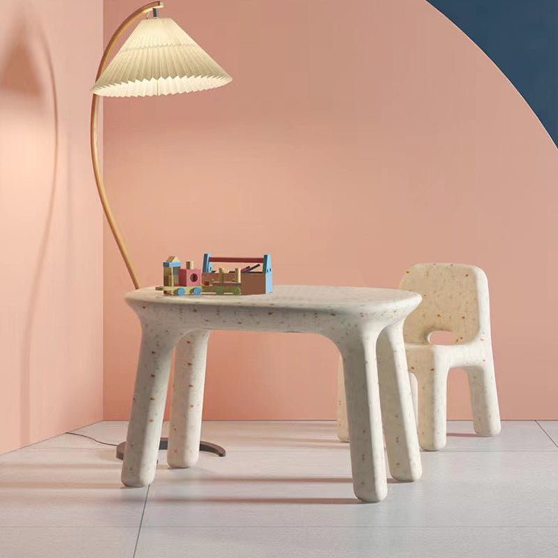 Contemporary Nordic PE Oval Kids Desk & Chair Set – Colorful, Safe & Durable for Living Room & Study