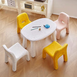 Contemporary Nordic PE Oval Kids Desk & Chair Set – Colorful, Safe & Durable for Living Room & Study