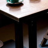 Contemporary Retro Solid Wood, Plywood & Iron Coffee Table & Chair Set – Round & Square Design for Balcony & Living Room