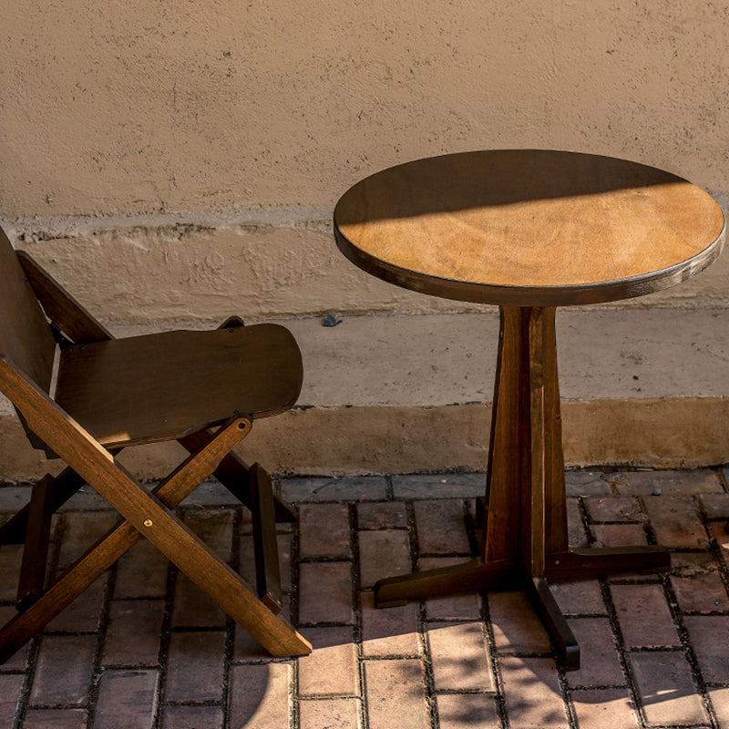 Contemporary Retro Solid Wood, Plywood & Iron Coffee Table & Chair Set – Round & Square Design for Balcony & Living Room