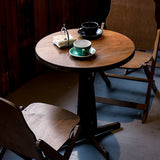 Contemporary Retro Solid Wood, Plywood & Iron Coffee Table & Chair Set – Round & Square Design for Balcony & Living Room