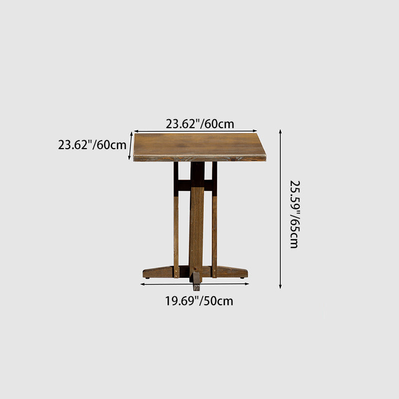 Contemporary Retro Solid Wood, Plywood & Iron Coffee Table & Chair Set – Round & Square Design for Balcony & Living Room