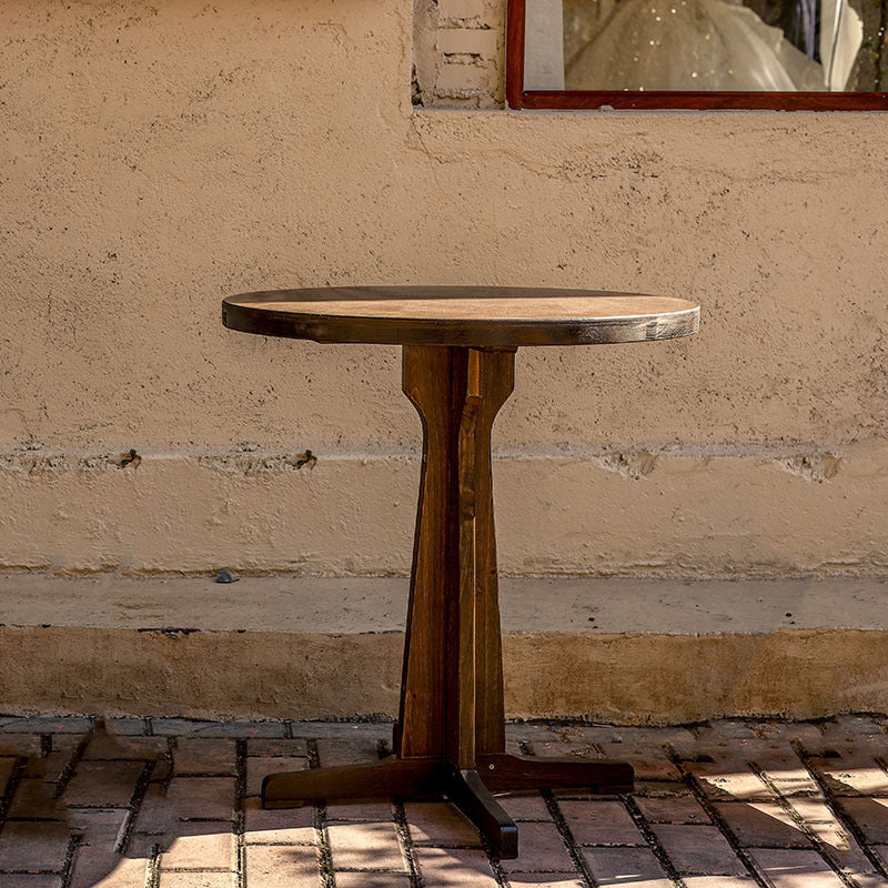 Contemporary Retro Solid Wood, Plywood & Iron Coffee Table & Chair Set – Round & Square Design for Balcony & Living Room