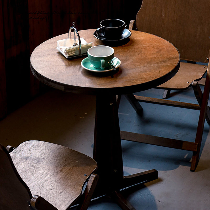 Contemporary Retro Solid Wood, Plywood & Iron Coffee Table & Chair Set – Round & Square Design for Balcony & Living Room