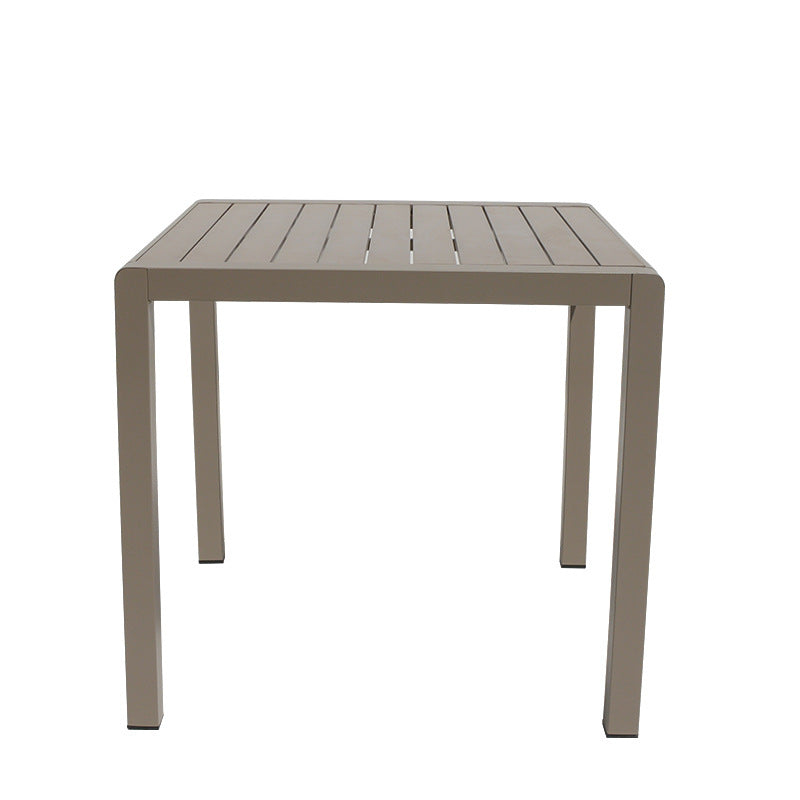 Modern Minimalist Outdoor Coffee Table & Chair Set – Striped, Square & Rectangular, Made from Plastic, Wood & Aluminum for Patio