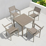 Modern Minimalist Outdoor Coffee Table & Chair Set – Striped, Square & Rectangular, Made from Plastic, Wood & Aluminum for Patio