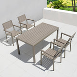 Modern Minimalist Outdoor Coffee Table & Chair Set – Striped, Square & Rectangular, Made from Plastic, Wood & Aluminum for Patio