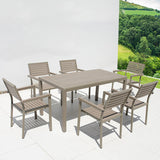 Modern Minimalist Outdoor Coffee Table & Chair Set – Striped, Square & Rectangular, Made from Plastic, Wood & Aluminum for Patio