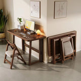 Modern Simplicity Rubber Wood Foldable Desk & Chair Set – Rectangular Study Table, Space-Saving Design