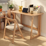 Modern Simplicity Rubber Wood Foldable Desk & Chair Set – Rectangular Study Table, Space-Saving Design