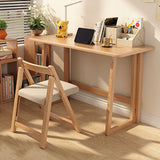 Modern Simplicity Rubber Wood Foldable Desk & Chair Set – Rectangular Study Table, Space-Saving Design