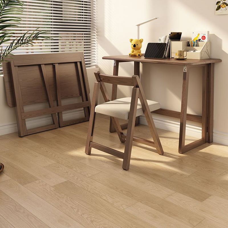 Modern Simplicity Rubber Wood Foldable Desk & Chair Set – Rectangular Study Table, Space-Saving Design