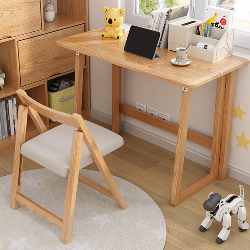 Modern Simplicity Rubber Wood Foldable Desk & Chair Set – Rectangular Study Table, Space-Saving Design