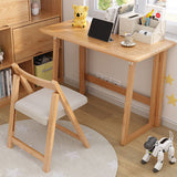 Modern Simplicity Rubber Wood Foldable Desk & Chair Set – Rectangular Study Table, Space-Saving Design