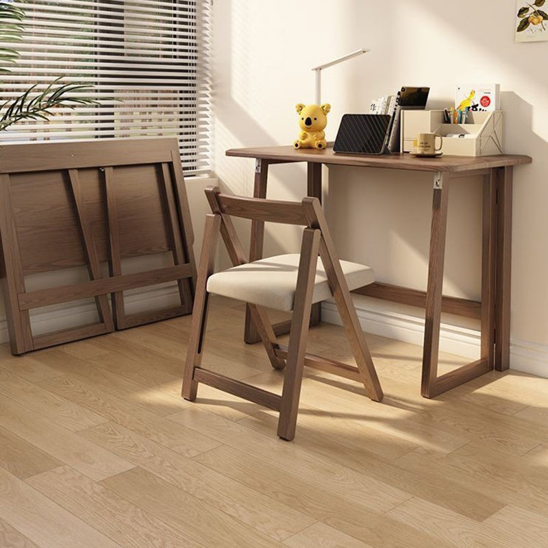 Modern Simplicity Rubber Wood Foldable Desk & Chair Set – Rectangular Study Table, Space-Saving Design