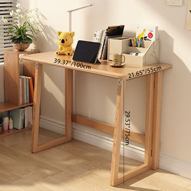 Modern Simplicity Rubber Wood Foldable Desk & Chair Set – Rectangular Study Table, Space-Saving Design