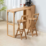 Contemporary Bamboo Foldable Bar Table & Chair Set - Rectangular, Space-Saving Dining Room Furniture