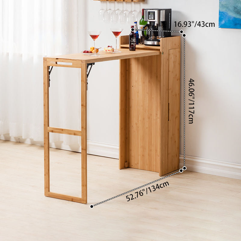 Contemporary Bamboo Foldable Bar Table & Chair Set - Rectangular, Space-Saving Dining Room Furniture