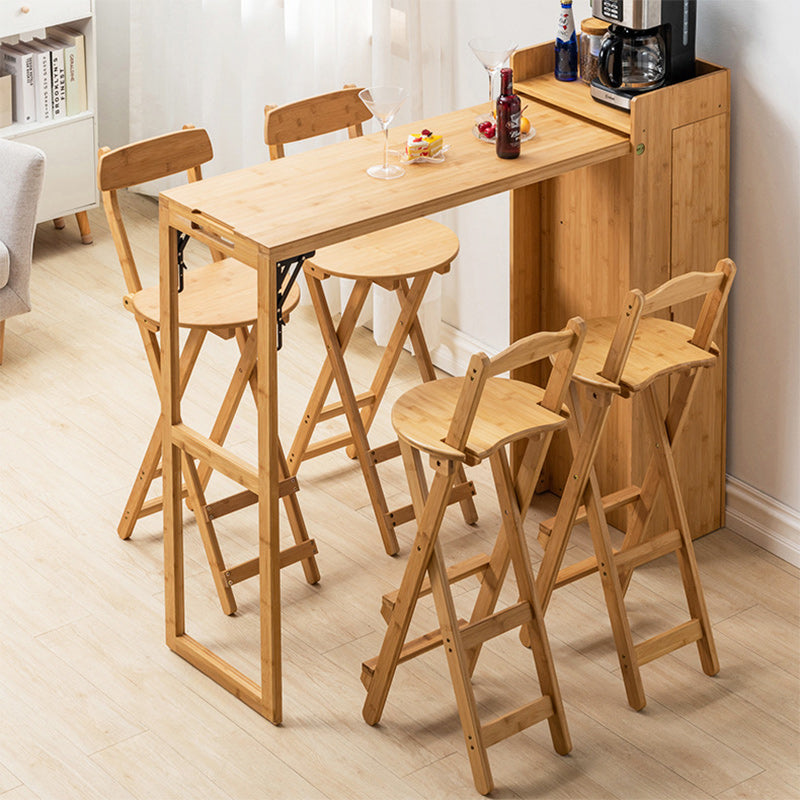 Contemporary Bamboo Foldable Bar Table & Chair Set - Rectangular, Space-Saving Dining Room Furniture