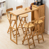 Contemporary Bamboo Foldable Bar Table & Chair Set - Rectangular, Space-Saving Dining Room Furniture