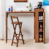 Contemporary Bamboo Foldable Bar Table & Chair Set - Rectangular, Space-Saving Dining Room Furniture
