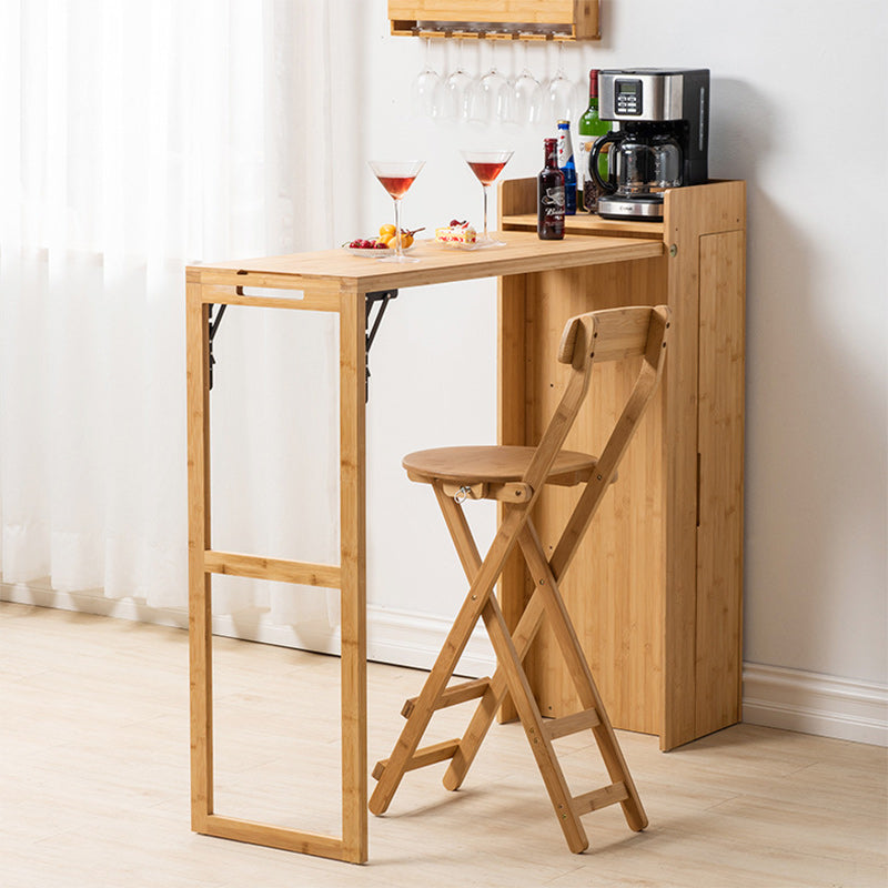 Contemporary Bamboo Foldable Bar Table & Chair Set - Rectangular, Space-Saving Dining Room Furniture