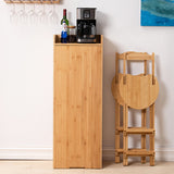 Contemporary Bamboo Foldable Bar Table & Chair Set - Rectangular, Space-Saving Dining Room Furniture