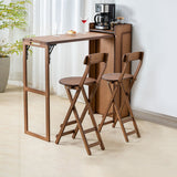 Contemporary Bamboo Foldable Bar Table & Chair Set - Rectangular, Space-Saving Dining Room Furniture