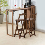 Contemporary Bamboo Foldable Bar Table & Chair Set - Rectangular, Space-Saving Dining Room Furniture