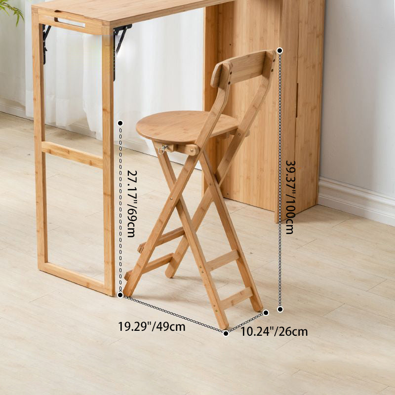 Contemporary Bamboo Foldable Bar Table & Chair Set - Rectangular, Space-Saving Dining Room Furniture