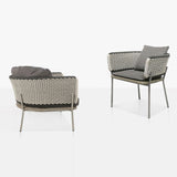 Contemporary Scandinavian Rope-Weave Outdoor Coffee Table & Chair Set with Aluminum Alloy Slab Top – Square Patio Furniture