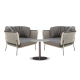 Contemporary Scandinavian Rope-Weave Outdoor Coffee Table & Chair Set with Aluminum Alloy Slab Top – Square Patio Furniture