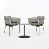 Contemporary Scandinavian Rope-Weave Outdoor Coffee Table & Chair Set with Aluminum Alloy Slab Top – Square Patio Furniture