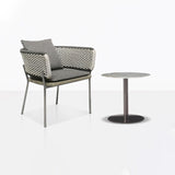 Contemporary Scandinavian Rope-Weave Outdoor Coffee Table & Chair Set with Aluminum Alloy Slab Top – Square Patio Furniture