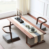 Elegant Traditional Japanese Ash Wood Rectangular Low Coffee Table and Chair Set for Living Room