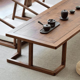 Elegant Traditional Japanese Ash Wood Rectangular Low Coffee Table and Chair Set for Living Room