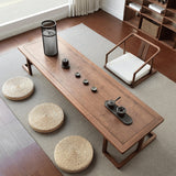 Elegant Traditional Japanese Ash Wood Rectangular Low Coffee Table and Chair Set for Living Room
