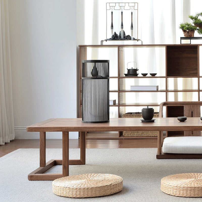 Elegant Traditional Japanese Ash Wood Rectangular Low Coffee Table and Chair Set for Living Room