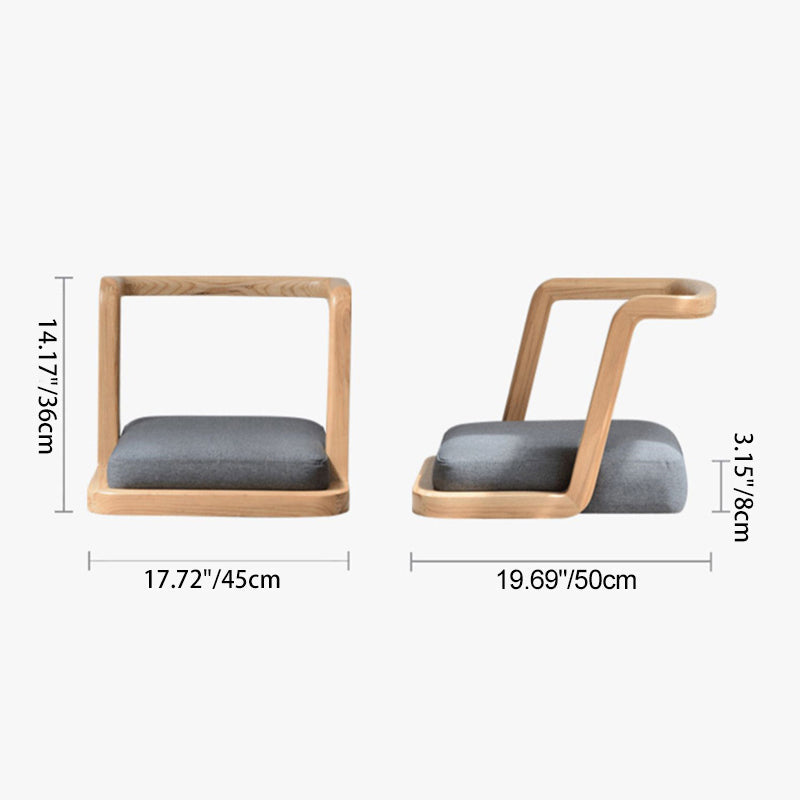 Elegant Traditional Japanese Ash Wood Rectangular Low Coffee Table and Chair Set for Living Room