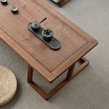Elegant Traditional Japanese Ash Wood Rectangular Low Coffee Table and Chair Set for Living Room