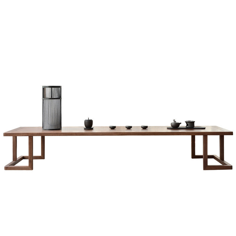 Elegant Traditional Japanese Ash Wood Rectangular Low Coffee Table and Chair Set for Living Room