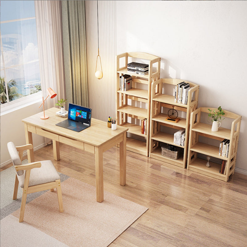 Modern Nordic Rectangular Desk & Chair Set in Rubber Wood & Pine – 2-Drawer Study Desk
