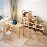 Modern Nordic Rectangular Desk & Chair Set in Rubber Wood & Pine – 2-Drawer Study Desk