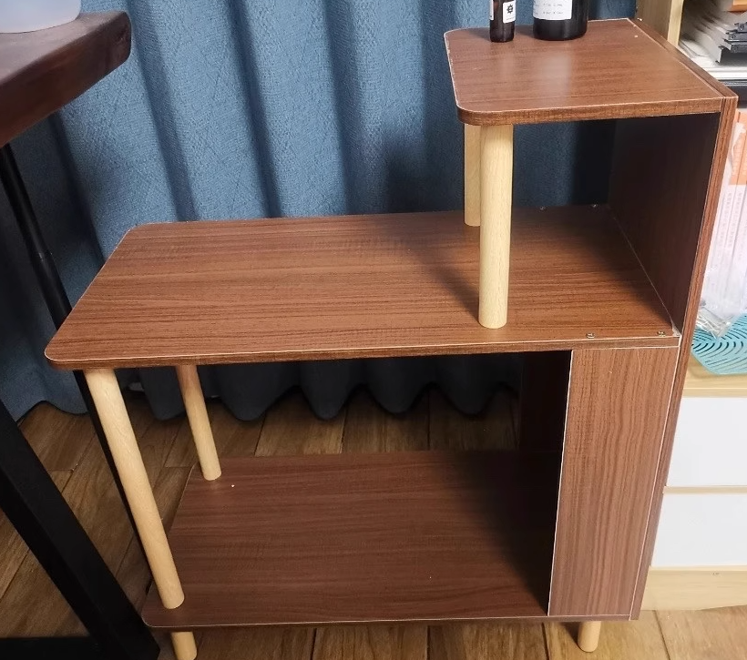 Sleek Modern Minimalist Solid Wood 3-Tier Rectangular Side Table for Bedroom